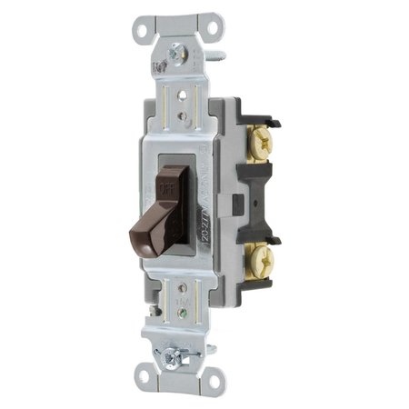BRYANT Toggle Switch, General Purpose AC, Single Pole, 15A 120/277V AC, Side Wired Only, Brown CS115B